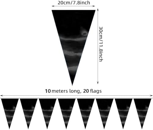 Black Triangle Pennant Banner Set 65FT for Events