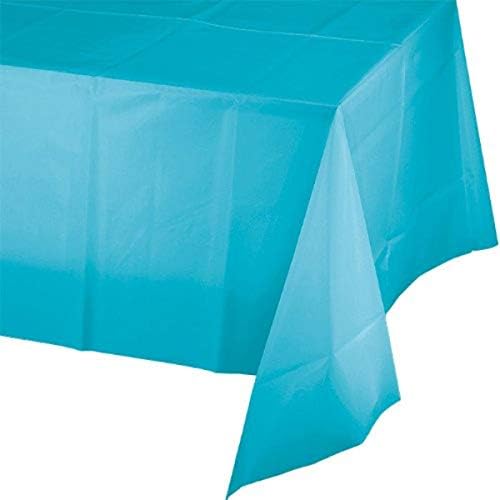 Bermuda Blue Plastic Tablecover - Rectangular 54x108 Inch