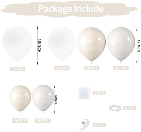 FunHot White Balloons Garland Arch Kit 120Pcs