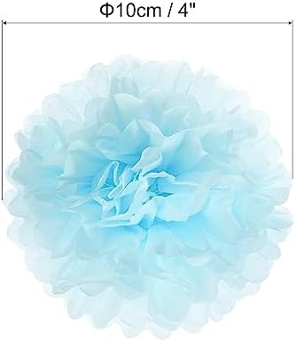 PATIKIL 4 Inch Light Blue Tissue Pom Poms 10 Pack