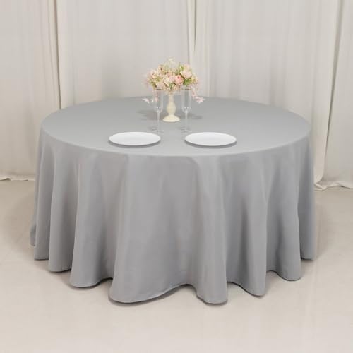 Balsa Circle 120 Inch Silver Round Tablecloth