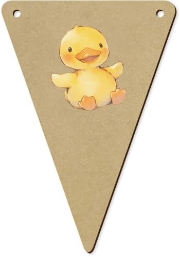 5 x 140mm Happy Yellow Duck Sitting Wooden Bunting Flags