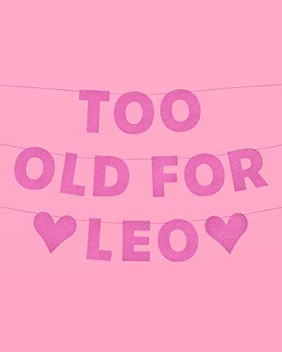 Xo Fetti Too Old For Leo Glitter Banner Pink 5 Ft