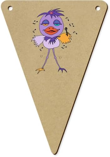 Funny Bird Singing Wooden Bunting Flags 5pcs