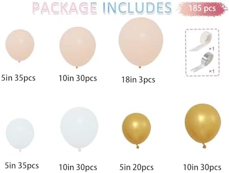 Cream Golden Balloons Garland Arch Kit for Celebrations