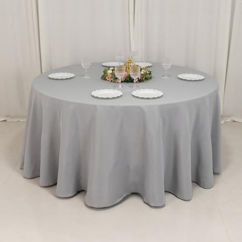 Balsa Circle 120 Inch Silver Round Tablecloth