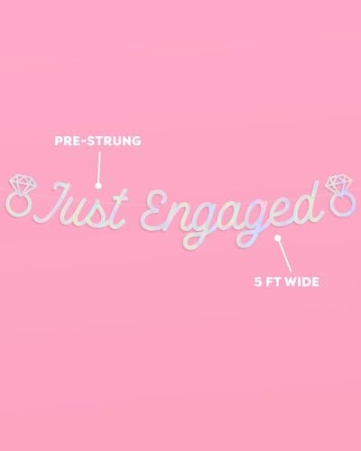 Xo Fetti Just Engaged Iridescent Foil Banner 5 Ft