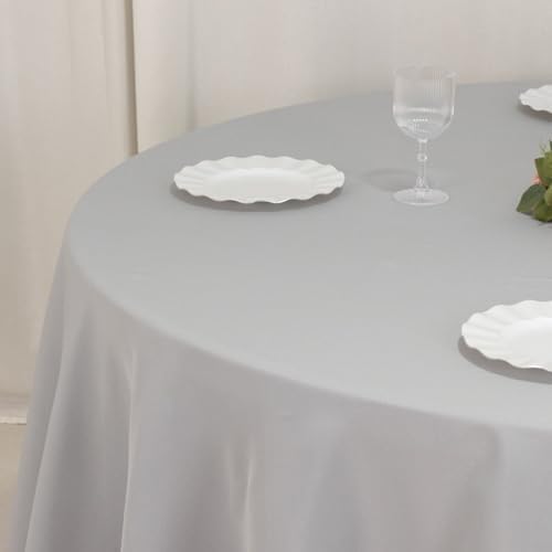 Balsa Circle 120 Inch Silver Round Tablecloth