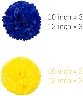 Yellow and Blue Tissue Pom Poms Paper Kit DIY Decor