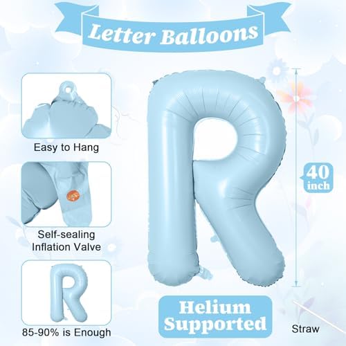 40 Inch Baby Blue BRIDE Letter Balloons Set
