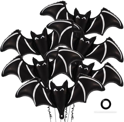 6 Pcs Black Bat Foil Balloons Halloween Decor