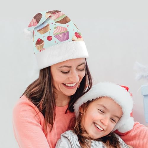 Santa Hat Cupcake Pattern Christmas Headwear for Adults