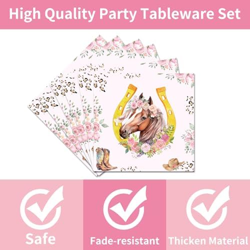 Horse Themed Party Tableware Set - 96 Pcs for 24 Guests