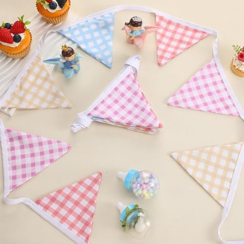 Breling 4 Color Gingham Triangular Flag Banner Set