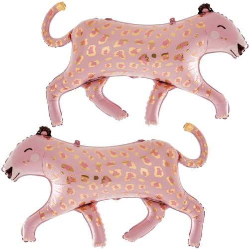 2PCS Pink Leopard Foil Balloons Safari Party Decorations