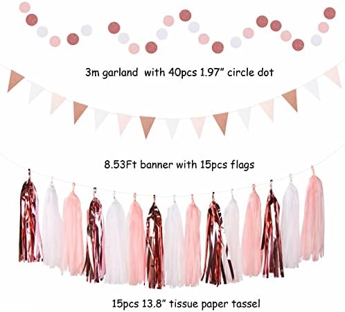 Rose Gold Pink White Party Decorations 33pcs