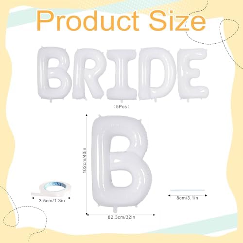 40 Inch White BRIDE Foil Balloons Decor Set