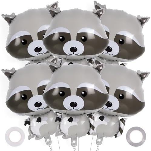 AIQINHU Raccoon Balloons 6 Pcs Foil Animal Decorations