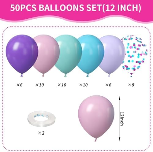 Sowide Mermaid Balloons 50Pcs Party Decorations