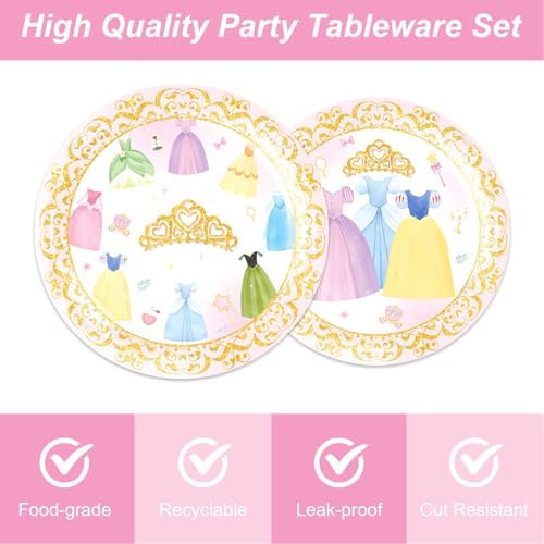 MASGY 96Pcs Princess Party Set for 24 Guests