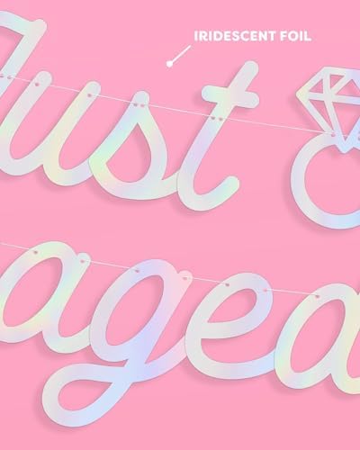 Xo Fetti Just Engaged Iridescent Foil Banner 5 Ft