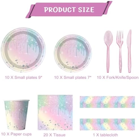 81Pcs Iridescent Diamond Party Tableware Set