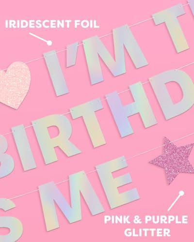 Xo Fetti Birthday Girl Banner 5 Ft Iridescent