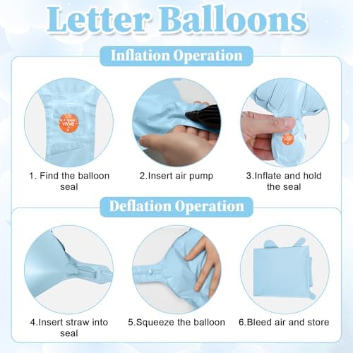 40 Inch Baby Blue BRIDE Letter Balloons Set