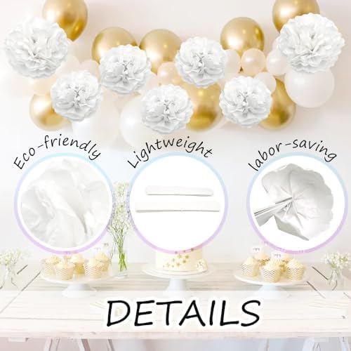Ruidee 12 Pieces Tissue Pompoms 10in and 12in Hanging Decorations