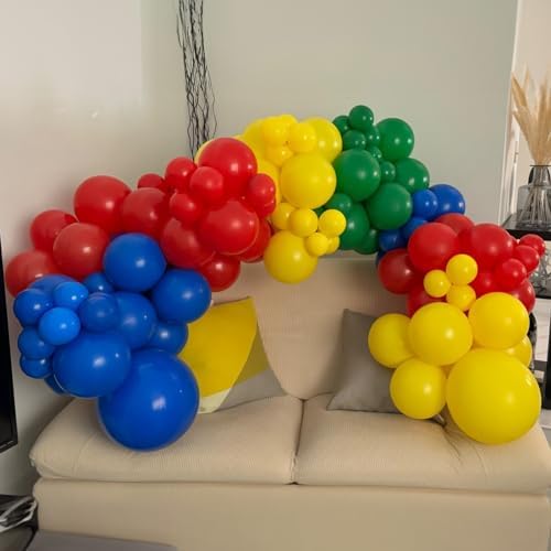 Red Yellow Blue Balloons with Confetti for Birthday Party