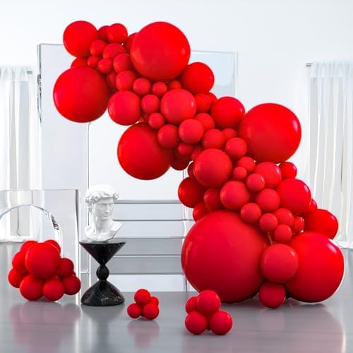PartyWoo 127 Pcs Red Balloons Matte Latex