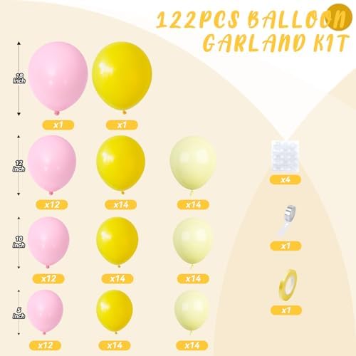 Pink and Yellow Balloon Arch Decor Kit 122Pcs