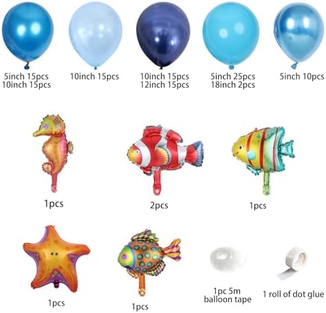 PageebO Ocean Animals Balloon Arch Kit 120pcs
