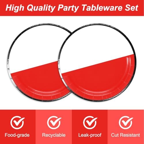 Cartoon Birthday Party Tableware Set 48Pcs Red White