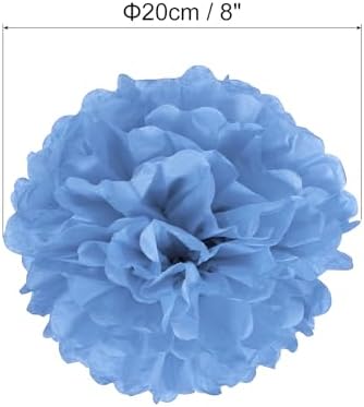 PATIKIL 8 Inch Lake Blue Tissue Pom Poms Flowers 10 Pack