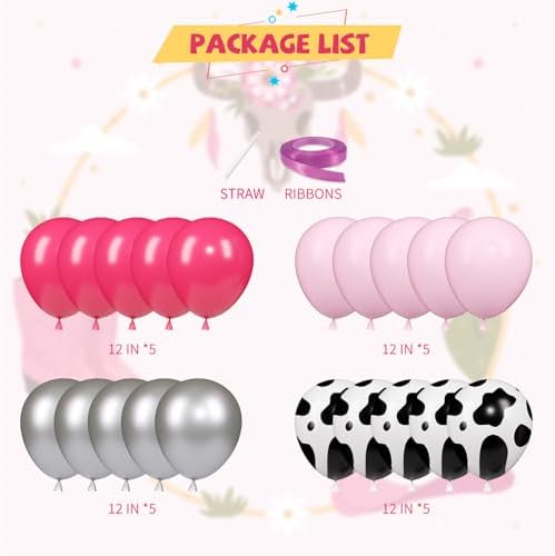 YQUQWN Disco Cowgirl Party Decorations 24PCS Hot Pink Balloons