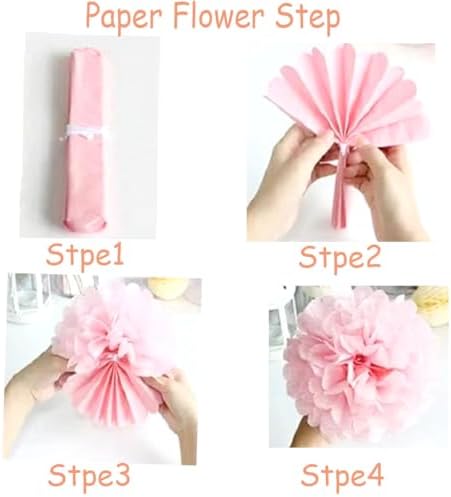 12pcs Pink Tissue Paper Pom Poms DIY Decor Kit
