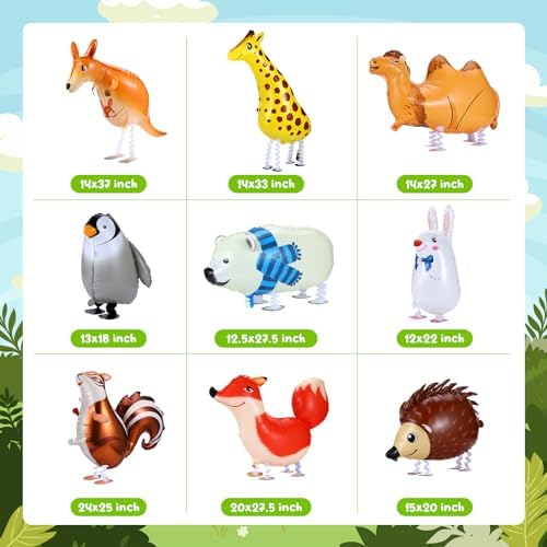 9 Pack Zoo Animal Balloons 25 Inch Party Decor