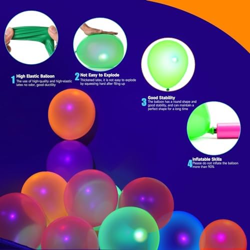120 Pcs UV Neon Balloons for Party Decorations