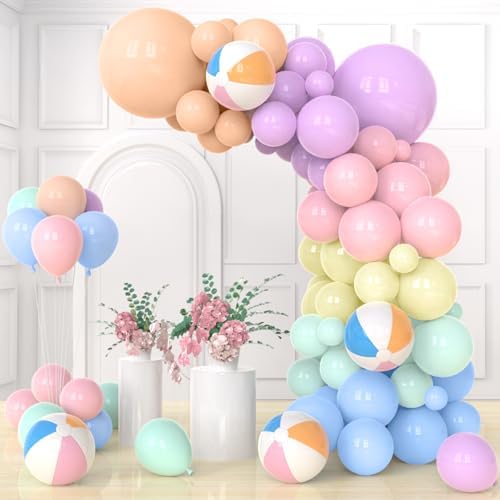 152PCS Summer Beach Balloon Arch Kit with Macaron Balloons