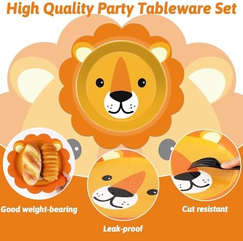 60 Jungle Animal Shaped Paper Plates for Parties