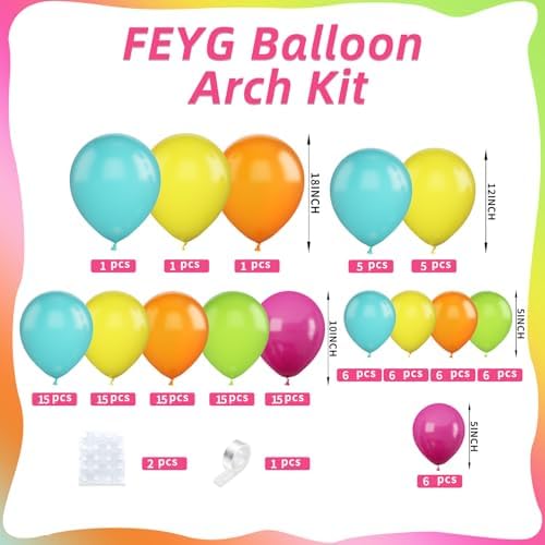 120 Pcs Summer Tropical Balloon Arch Kit
