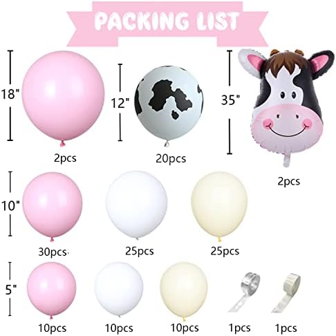 136 Pcs Pink Cow Party Decorations Balloon Kit