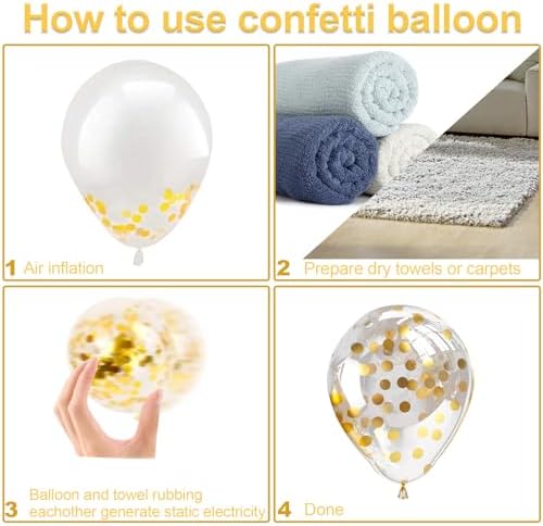 Bezente Black and Gold Confetti Balloons Set 60pcs 12 Inch
