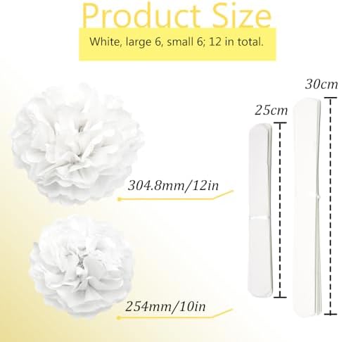 Ruidee 12 Pieces Tissue Pompoms 10in and 12in Hanging Decorations