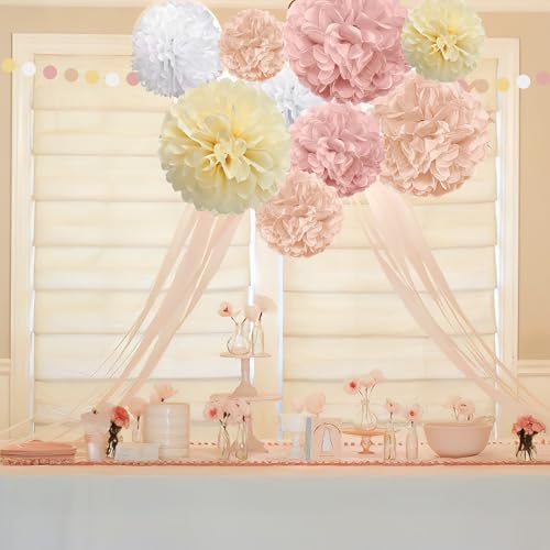 Champagne Tissue Paper Pom Poms 23 PCS Decor Kit