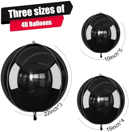 12Pcs Black Round Foil Balloons Party Decor
