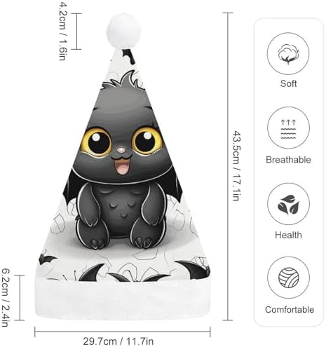 Santa Hat Cute Bat Christmas Hat for Adults