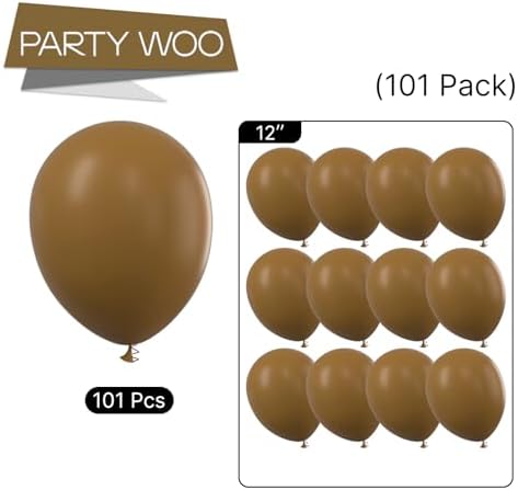 PartyWoo Brown Balloons 101 pcs 12 Inch Party Decor