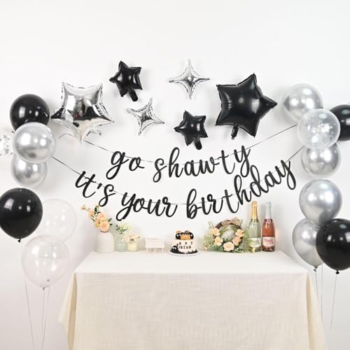 Vibzox Black Go Shawty Birthday Balloons Set